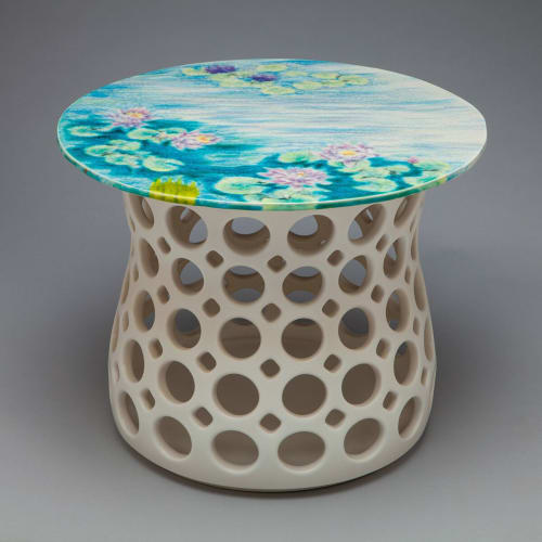 Stout Hourglass Openwork Table with Sue Barry Hand Painted | Side Table in Tables by Lynne Meade