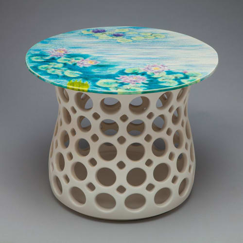 Stout Hourglass Openwork Table with Sue Barry Hand Painted | Tables by Lynne Meade