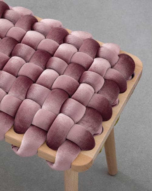 Mauve Velvet Woven Stool | Chairs by Knots Studio