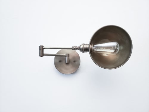 2-Arm Adjustable Wall Sconce - Artisanal Gunmetal Finish | Sconces by Retro Steam Works