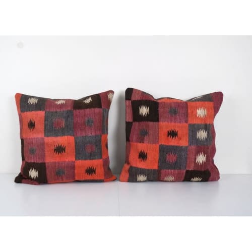 Set Colorful Oriental Boho Kilim Cushion, Chair Organic Pill | Pillows by Vintage Pillows Store