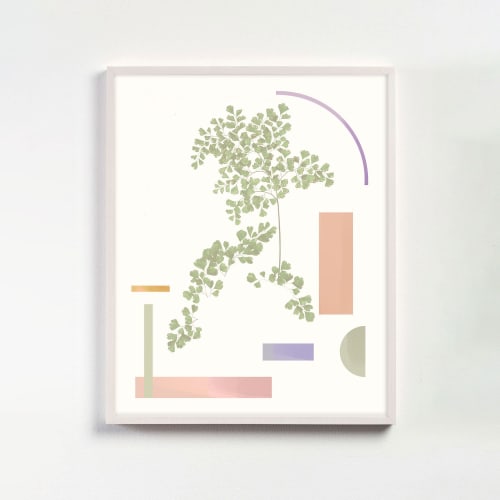 Botanical Collage Print in Pastel colors with Abstract | Paintings by Capricorn Press