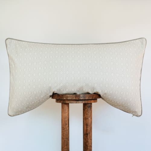 Cream Wool Geometric Pillow Set of 2 - 20x36 | Pillows by Vantage Design