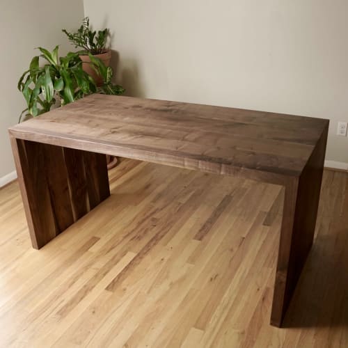 Solid Wood Waterfall Desk, Walnut, Oak | Tables by Crafted Glory