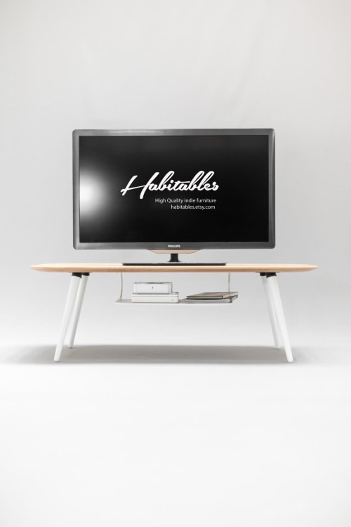 Modern TV Table Made Of Solid Oak | Media Console in Storage by Manuel Barrera Habitables