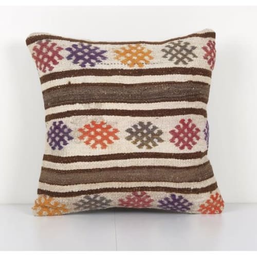 Square Hemp Organic Kilim Pillow Case, Turkish Cushion Pillo | Pillows by Vintage Pillows Store