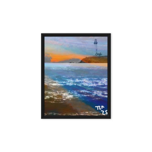 Lighthouse (Framed canvas) Digital collage mixed-media artwork print | Digital Art in Art & Wall Decor by Tabithas watercolors
