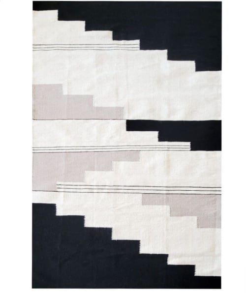 Ayda Handwoven Black and Cream Area Rug | Rugs by Mumo Toronto
