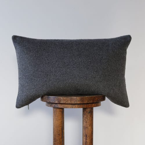 Charcoal Grey Alpaca Lumbar Pillow 14x22 | Pillows by Vantage Design