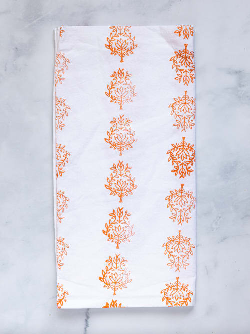 Tea Towel - Lotus, Tangerine | Linens & Bedding by Mended