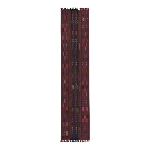 Vintage Brown Tribal Turkish Jajim Kilim Runner Rug | Rugs by Vintage Pillows Store