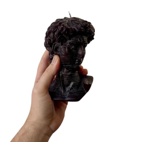 Black David Greek Head Candle - Roman Bust Figure | Decorative Objects by Agora Home