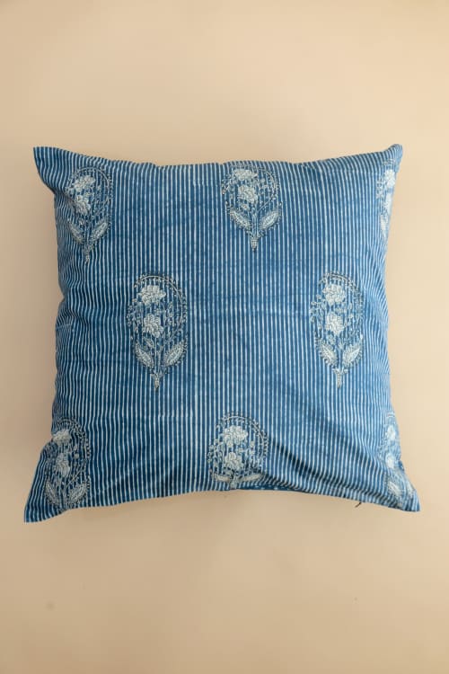 Ink Garden Indigo Block Print Pillow | Pillows by Ninéh