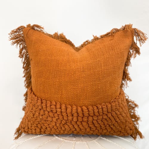 Rust fringe boho pillow cover | Pillows by Willona and Loom