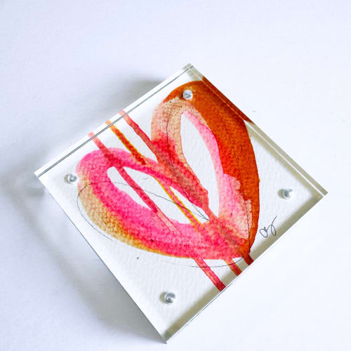 High Voltage - Acrylic Heart Block Painting | Paintings by carrie song