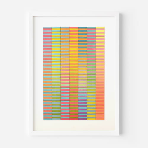 Yellow Stripe Blocks Colour Study Painting | Collage in Paintings by Amelia Coward