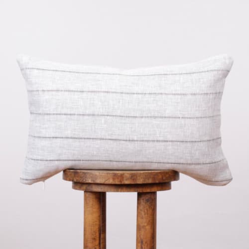 Deep Teal Woven with White Sheer Lumbar Pillow 14x22 | Pillows by Vantage Design