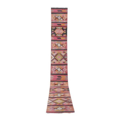 Vintage Colorful Long Turkish Stair Kilim Runner - Hallway R | Rugs by Vintage Pillows Store