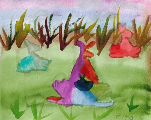 Kangaroos in Australia - Original Watercolor | Paintings by Rita Winkler - "My Art, My Shop" (original watercolors by artist with Down syndrome)