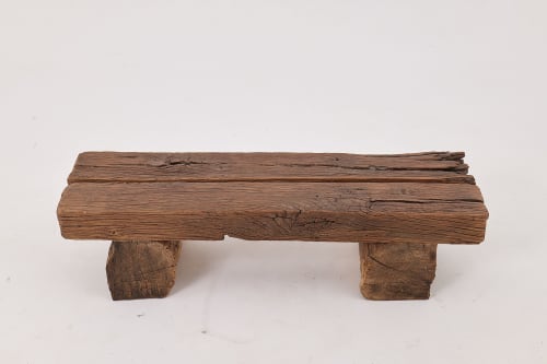 Logniture, Reclaimed Oak Wood Brutalist Bench, Natural and Eco Friendly | Benches & Ottomans by Logniture