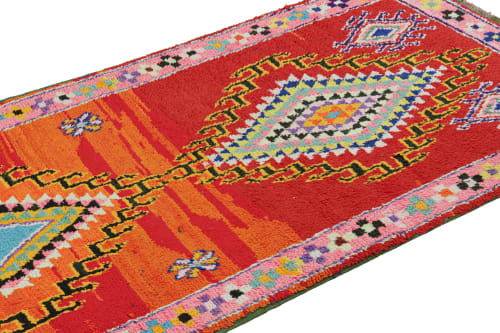 Vintage Moroccan Runner Rug in Red with Colorful Medallions | Rug & Kilim | Rugs by Rug and Kilim