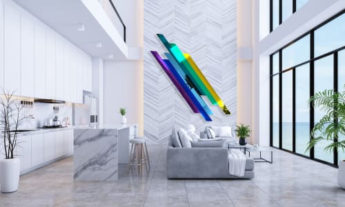 Oversized Multicolor Lines / Mirrored Acrylic Art/ Wall Art | Wall Hangings by uniQstiQ