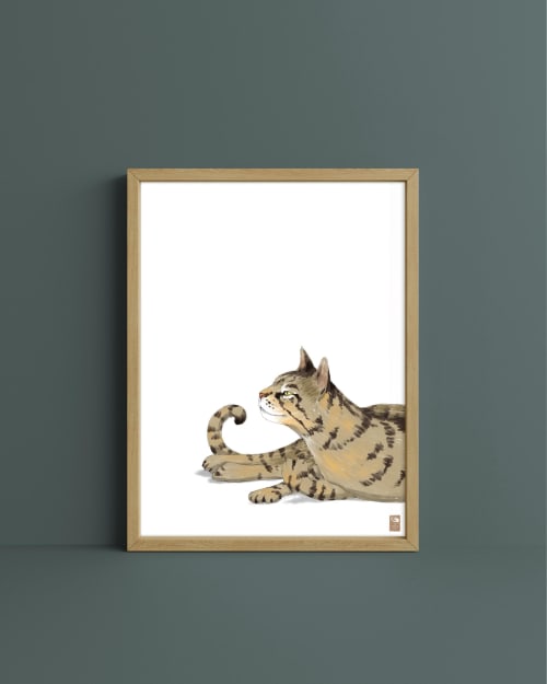 Tabby Cat Art Print, Brünnhilde Valkyrie Costume Wall Art | Prints in Paintings by The Ugly Cat Studio