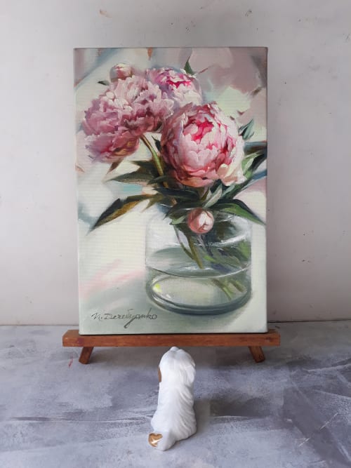 Peonies in vase oil painting on canvas original, Flowers | Paintings by Natart