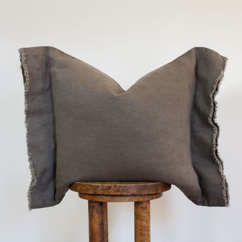 Mushroom Linen with Relaxed Flange Pillow 20x20 | Pillows by Vantage Design
