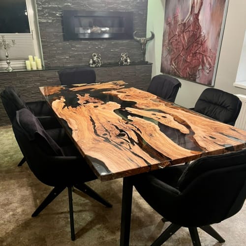 Made to order Olive Epoxy Table | Tables by Ironscustomwood