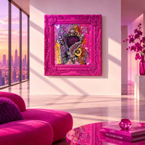 Cosmic Cat On Candy Rock | Mixed Media by Heirloom Wild by Candace Marquette