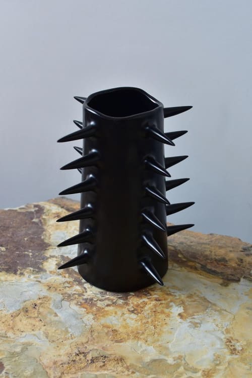 Spikes Black Flower Vase VI | Vases & Vessels by OWO Ceramics