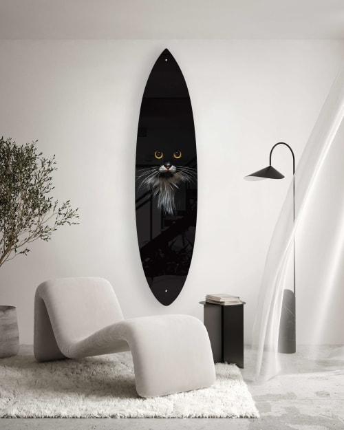 Black Cat Pattern Acrylic Surfboard Wall Art | Wall Sculpture in Wall Hangings by uniQstiQ