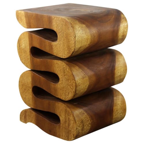 Haussmann® Wood Wave Verve Accent Snake Table 12 x14 x 20 in | End Table in Tables by Haussmann®