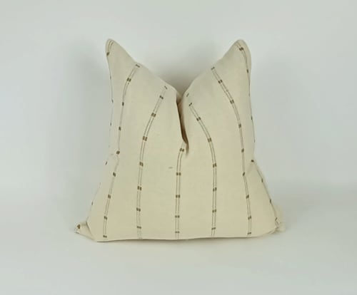 hmong pillow, cream and tan pillow, striped woven cushion | Pillows by velvet + linen