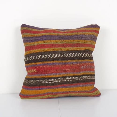 Square Farmhouse Bed Decor Pillow, 19th Century Embroidery K | Cushion in Pillows by Vintage Pillows Store