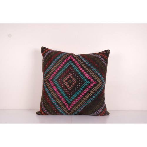 Geometric Turkish Kilim Pillow Cover, Anatolian Kilim Square | Pillows by Vintage Pillows Store