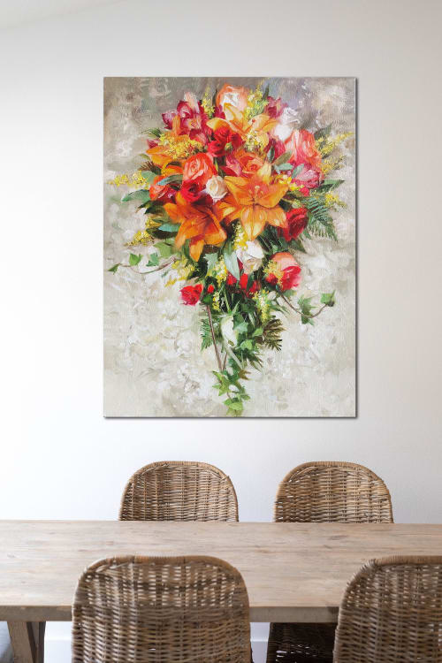 Custom Wedding bouquet painting canvas, Personalized floral | Oil And Acrylic Painting in Paintings by Natart