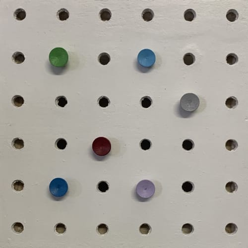 Pin Points Grey 6" x 6" | Mixed Media in Paintings by Emeline Tate
