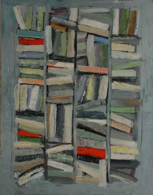 Green Library / Bibliotheque Verte | Oil And Acrylic Painting in Paintings by Sophie DUMONT