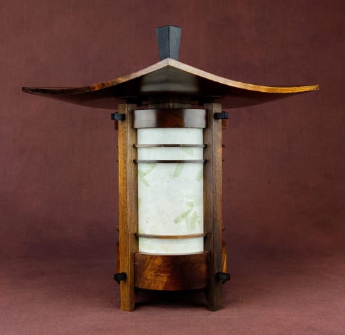 Japanese Lamp / Lantern In Black Walnut And Ebony-"Yamadera" | Table Lamp in Lamps by Studio Straylight
