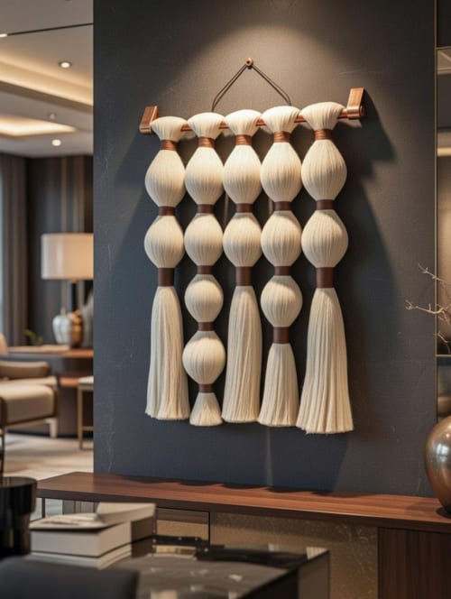 Handcrafted Cotton Rope Fiber Wall Art – Boho Woven Tapestry | Macrame Wall Hanging in Wall Hangings by RavaTapestryArt