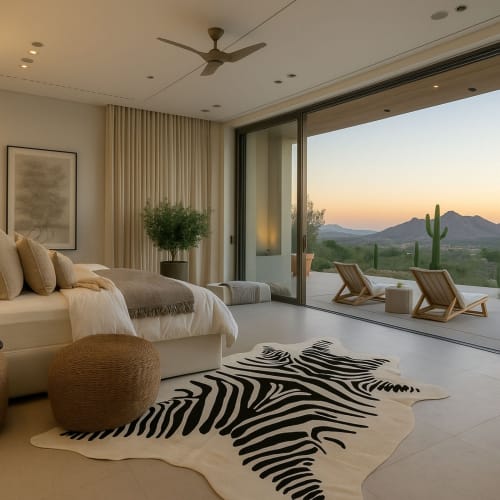 Luxury Natural Animal Print, Zebra Cowhide  | FREE FORM HIDE | Rugs by KAYMANTA | Luxury Rug Makers