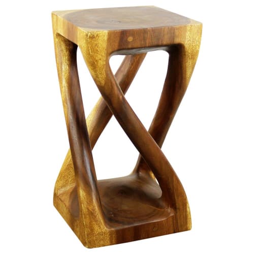Haussmann® Wood Vine Twist Stool Accent Table 12 in x 22 in | Chairs by Haussmann®