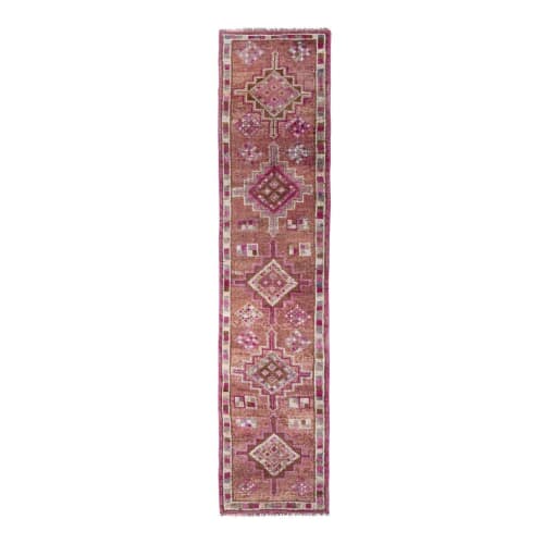 Decorative Oushak Turkish Runner With Geometric Design | Rugs by Vintage Pillows Store