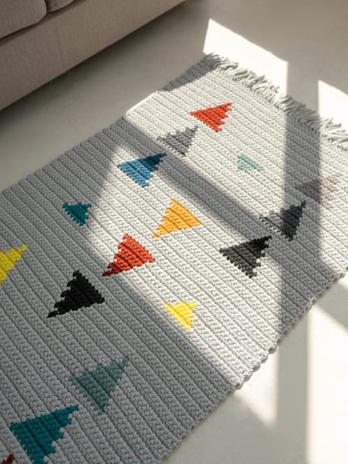 Rectangular rug with color triangles | custom colors and des | Area Rug in Rugs by Anzy Home