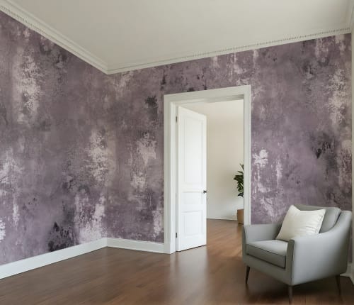 Soft Aubergine Plaster - Luxe Textures Luxury Wallpaper Mural | Wall Treatments by ELLE WALLS