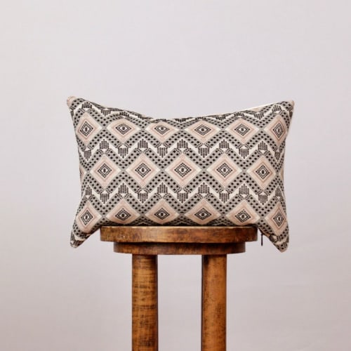 Woven Diamond Medallion Decorative Lumbar Pillow 12x18 | Pillows by Vantage Design