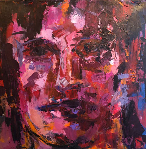 portrait in red | Oil And Acrylic Painting in Paintings by Eric Farache Artist