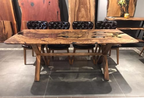 Custom Black Epoxy Wood Dining Table CT14